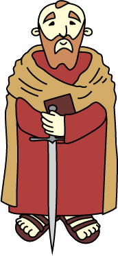 Ilustração de São Paulo com um livro e uma espada