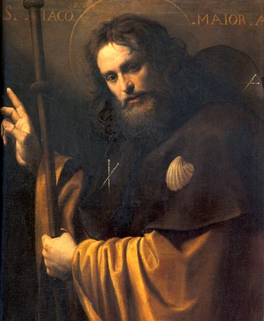 Pintura de São Tiago com cajado de peregrino