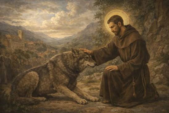 São Francisco de Assis, recordado pela história do lobo de Gubbio